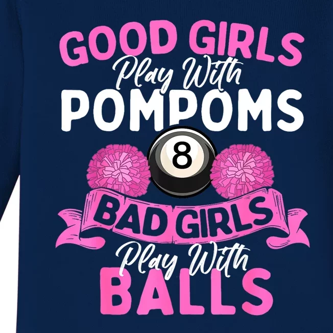 Balls Pool Player Lover Good Girl Play With Billiards Gift Ideas Baby Long Sleeve Bodysuit