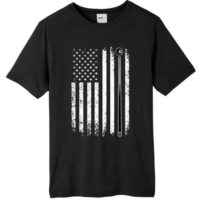 Billiards Pool Player Table Usa Us Vintage American Flag ChromaSoft Performance T-Shirt