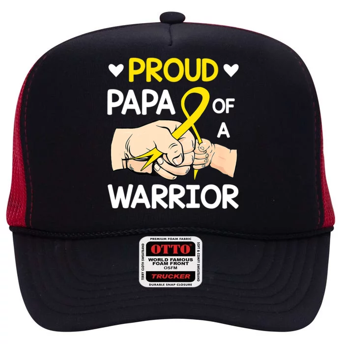 Bump Proud Papa Of A Warrior Childhood Cancer Awareness High Crown Mesh Trucker Hat