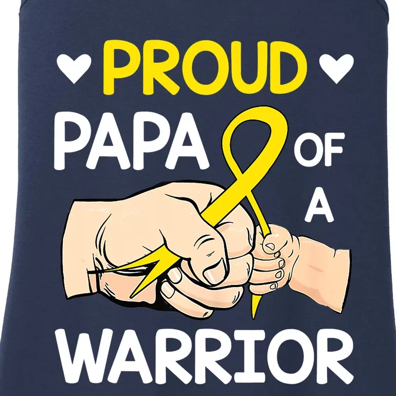 Bump Proud Papa Of A Warrior Childhood Cancer Awareness Ladies Essential Tank