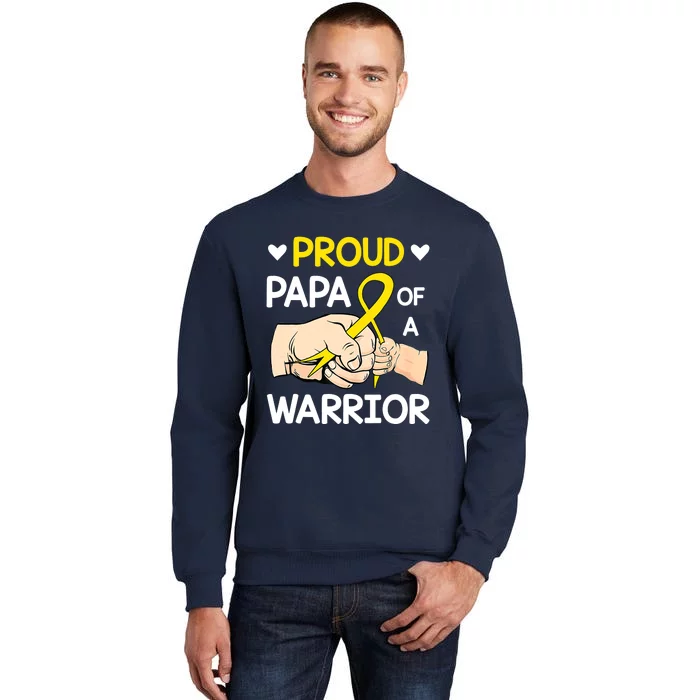 Bump Proud Papa Of A Warrior Childhood Cancer Awareness Tall Sweatshirt