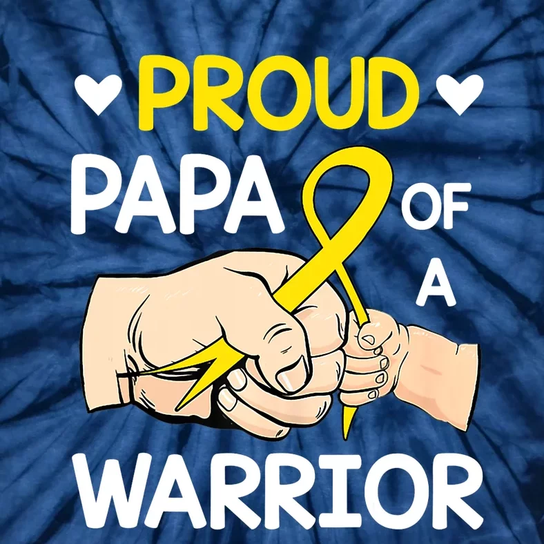 Bump Proud Papa Of A Warrior Childhood Cancer Awareness Tie-Dye T-Shirt