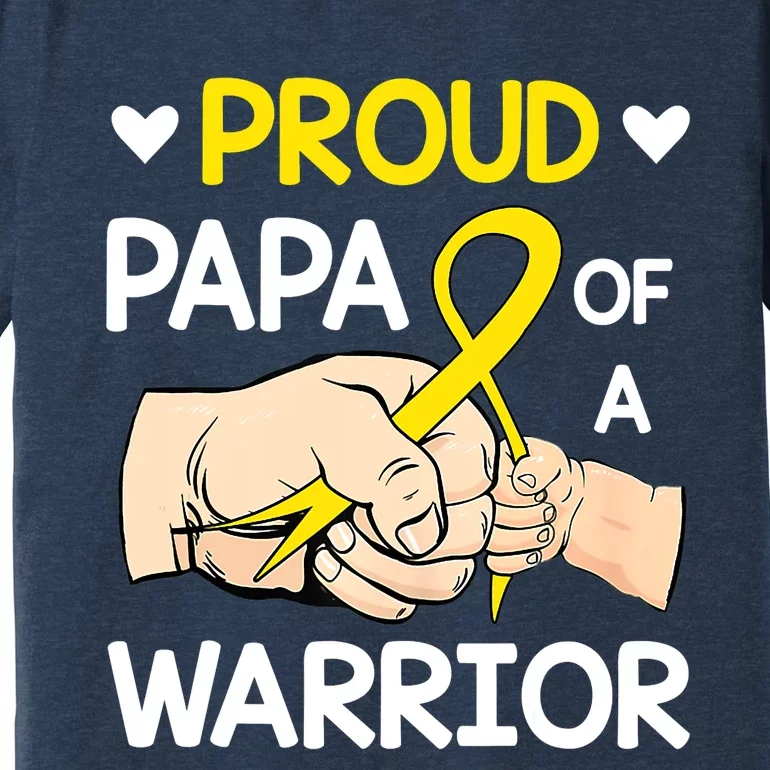 Bump Proud Papa Of A Warrior Childhood Cancer Awareness Premium T-Shirt