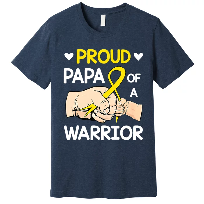 Bump Proud Papa Of A Warrior Childhood Cancer Awareness Premium T-Shirt