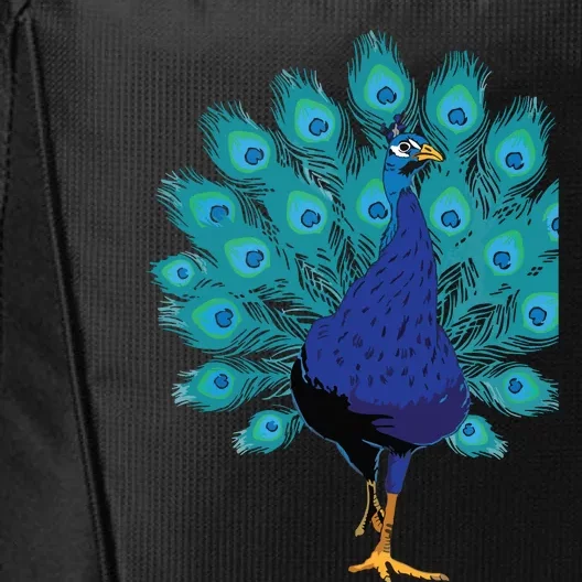 Blue Peacock Print Teal Feathers Bird Lover Gifts City Backpack