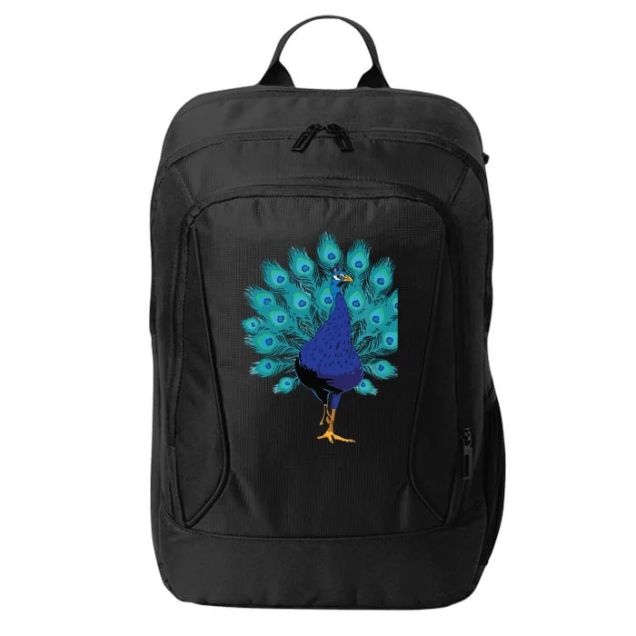 Blue Peacock Print Teal Feathers Bird Lover Gifts City Backpack