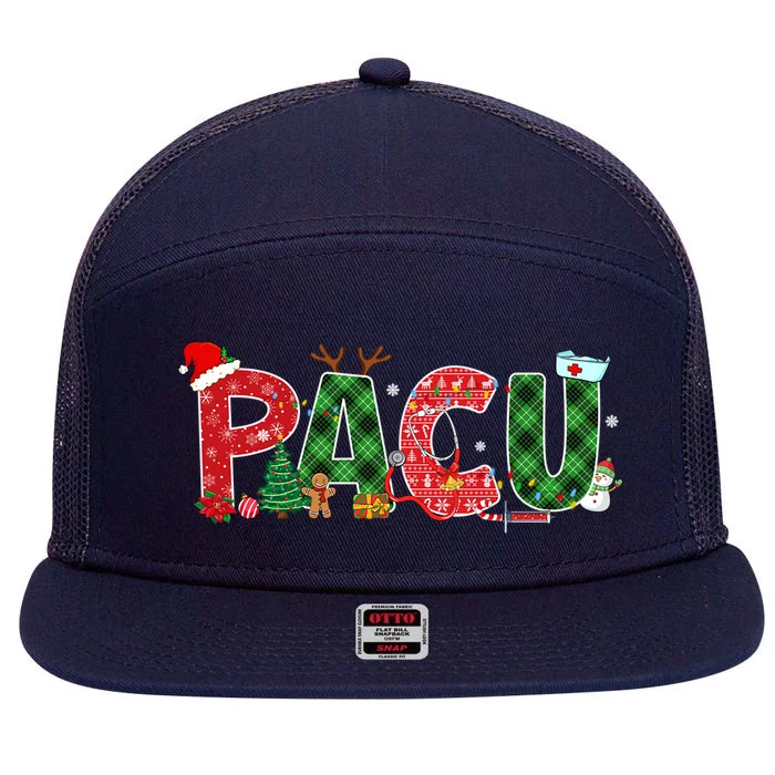 Buffalo Plaid Pacu Nurse Christmas Tree Santa Xmas Pajama Gift 7 Panel Mesh Trucker Snapback Hat