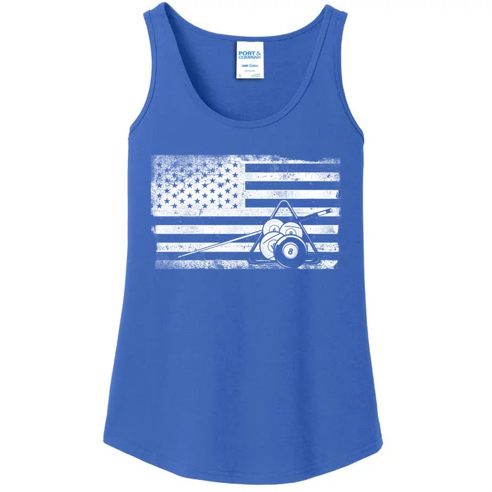 Billiards Pool Player Ball American Flag Vintage Gift Ladies Essential Tank