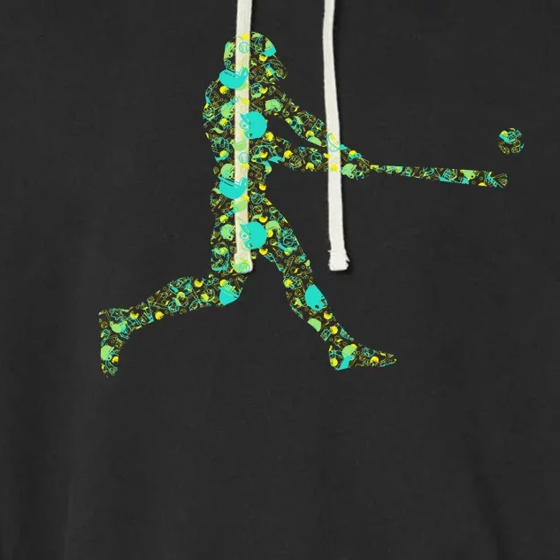 Baseball Player Pattern Garment-Dyed Fleece Hoodie