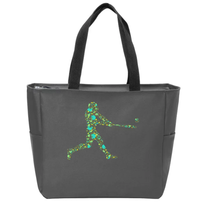 Baseball Player Pattern Zip Tote Bag