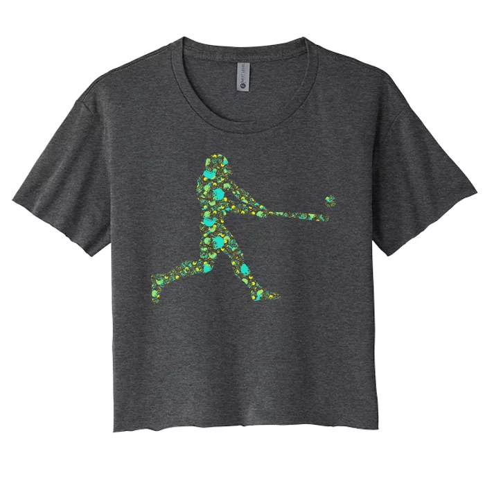 Baseball Player Pattern Women's Crop Top Tee