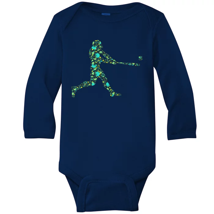 Baseball Player Pattern Baby Long Sleeve Bodysuit