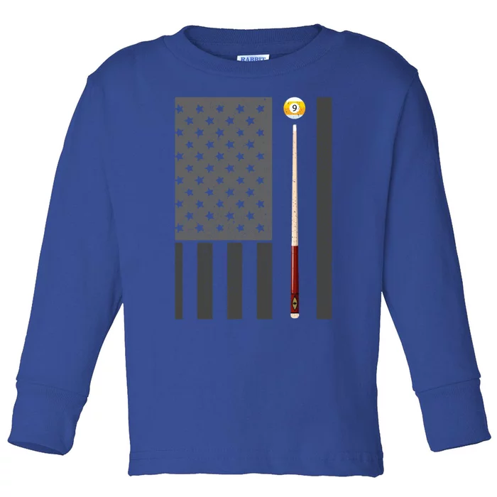 Billiards Pool Player Table Usa Us American Flag Meaningful Gift Toddler Long Sleeve Shirt