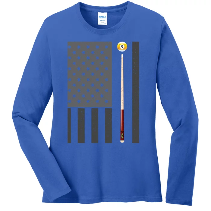 Billiards Pool Player Table Usa Us American Flag Meaningful Gift Ladies Long Sleeve Shirt