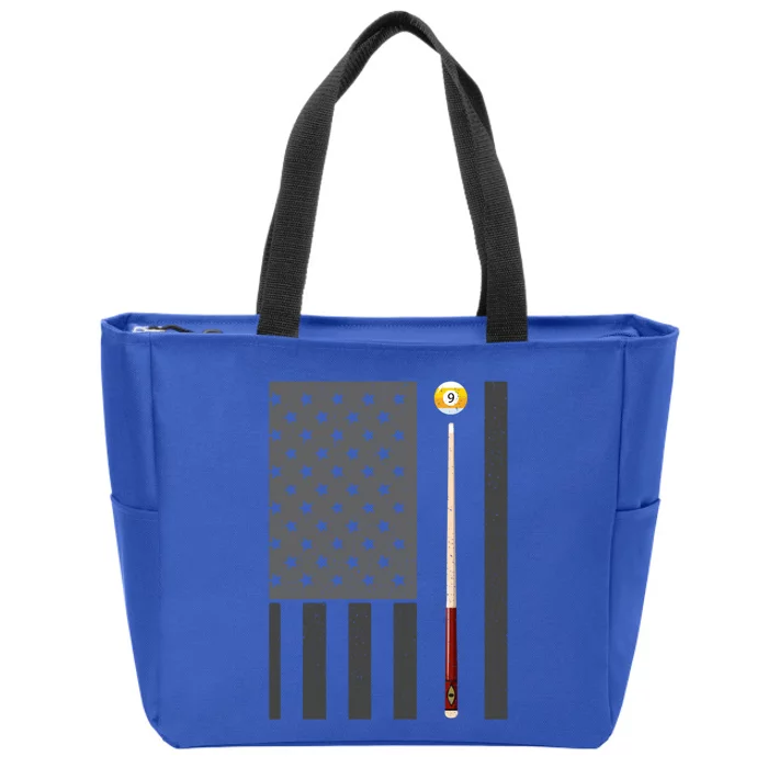 Billiards Pool Player Table Usa Us American Flag Meaningful Gift Zip Tote Bag