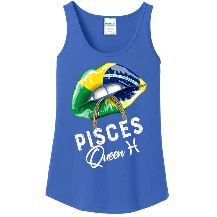 Brasil Pisces Queen Zodiac Birthday Brasilian Lips Astrology Gift Ladies Essential Tank