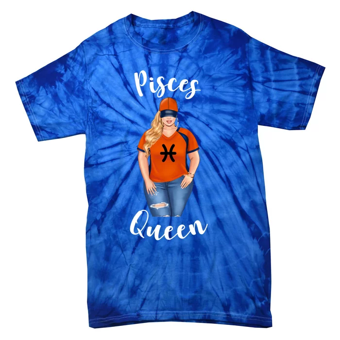 Baseball Pisces Queen Mom Blonde March Cute Gift Tie-Dye T-Shirt