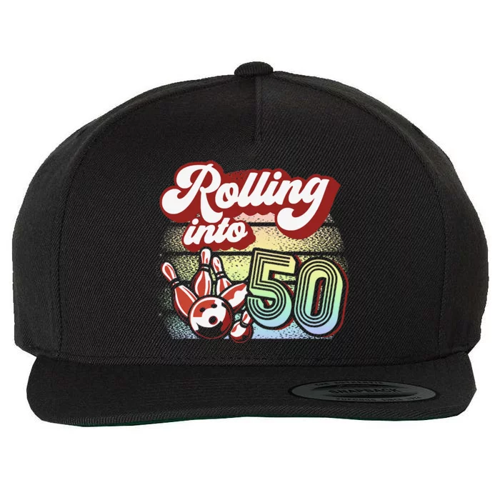 Bowling Party Rolling Into 50 Bowling Birthday Wool Snapback Cap