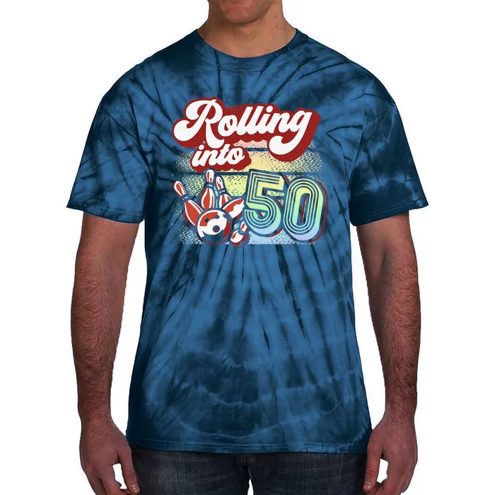 Bowling Party Rolling Into 50 Bowling Birthday Tie-Dye T-Shirt