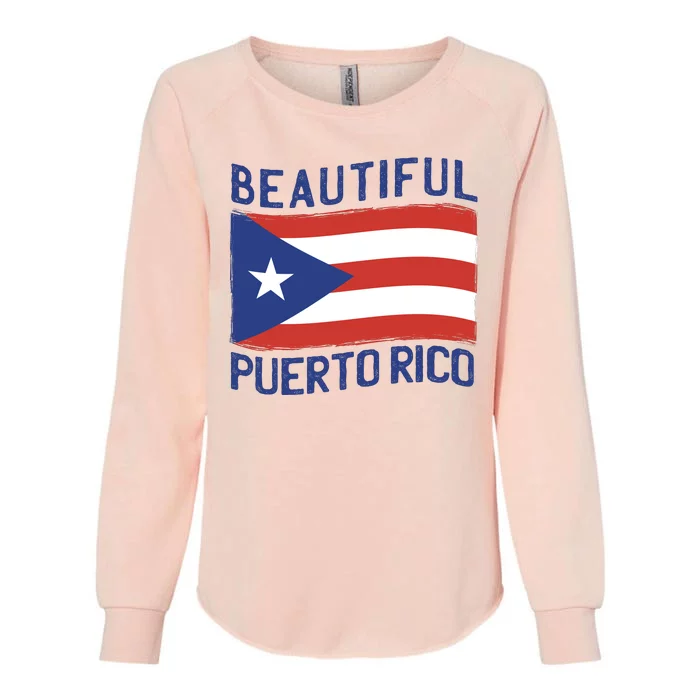 Beautiful Puerto Rico Flag Womens California Wash Sweatshirt