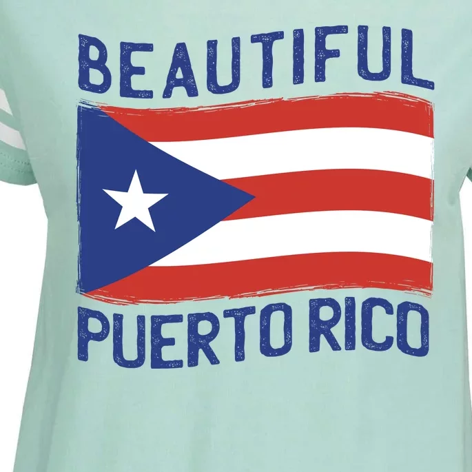 Beautiful Puerto Rico Flag Enza Ladies Jersey Football T-Shirt