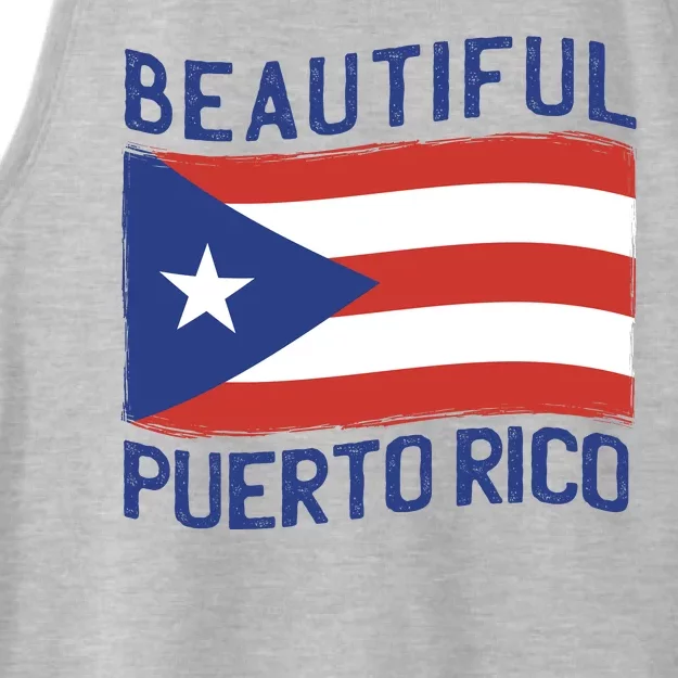 Beautiful Puerto Rico Flag Ladies Tri-Blend Wicking Tank