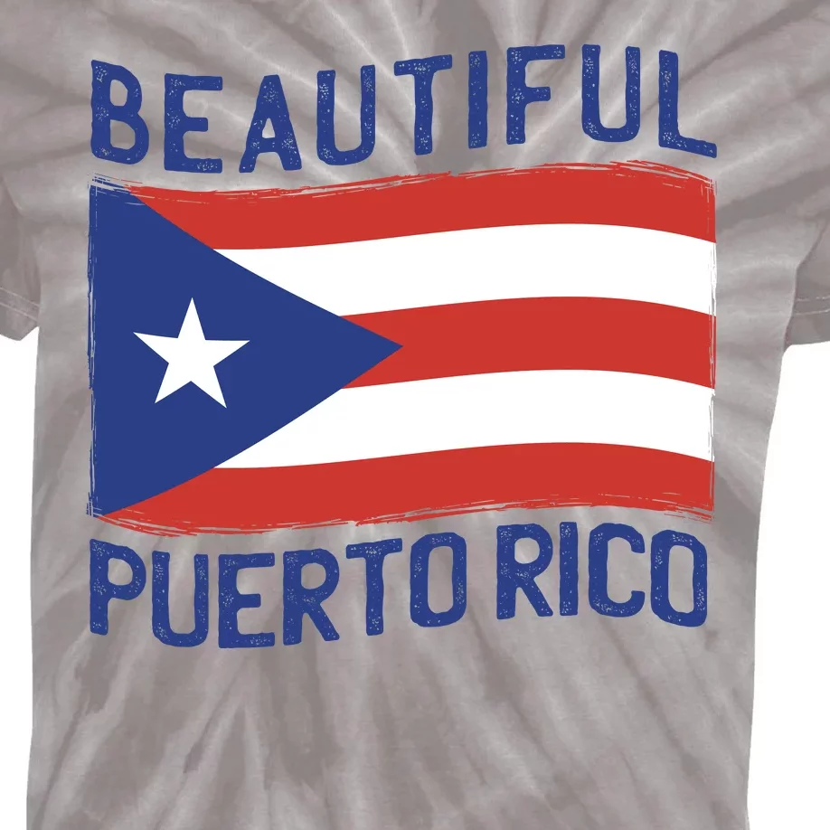 Beautiful Puerto Rico Flag Kids Tie-Dye T-Shirt