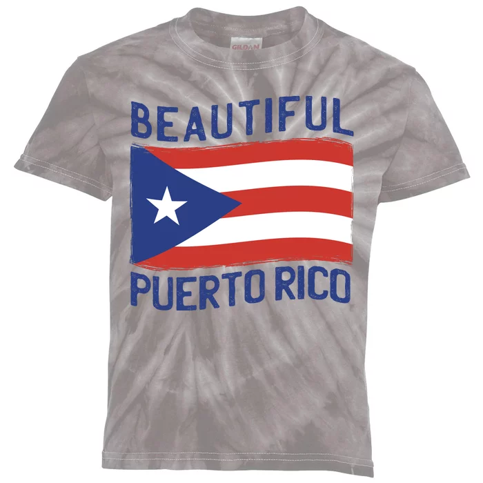 Beautiful Puerto Rico Flag Kids Tie-Dye T-Shirt