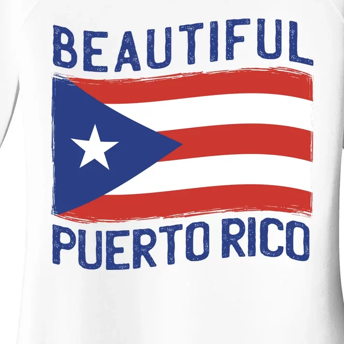 Beautiful Puerto Rico Flag Women's Perfect Tri Tunic Long Sleeve Shirt