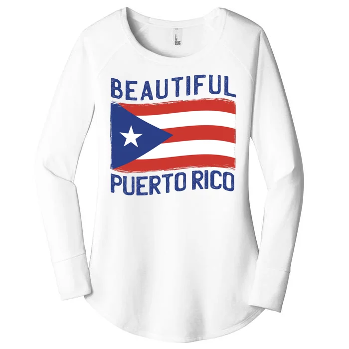 Beautiful Puerto Rico Flag Women's Perfect Tri Tunic Long Sleeve Shirt