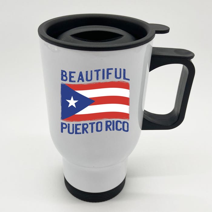 Beautiful Puerto Rico Flag Front & Back Stainless Steel Travel Mug