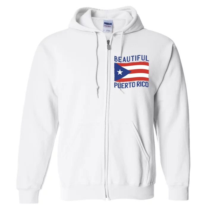 Beautiful Puerto Rico Flag Full Zip Hoodie