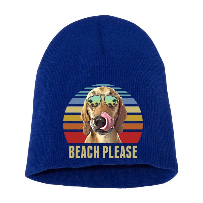 Beach Please Redbone Coonhound Dog Funny Summer Cool Gift Short Acrylic Beanie