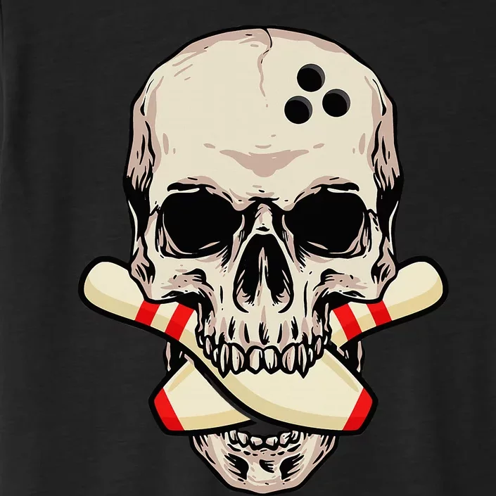 Bowling Pins Retro Skull Skeleton Head Bowling Ball ChromaSoft Performance T-Shirt