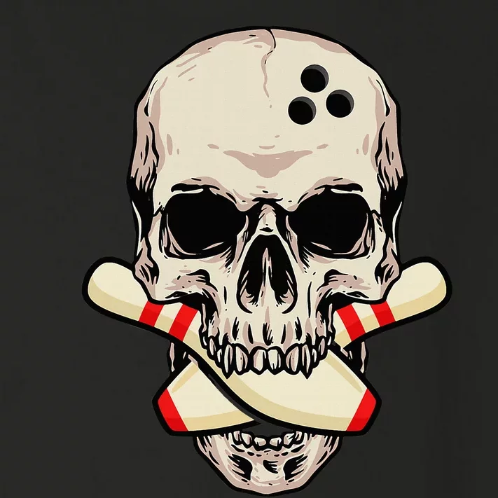 Bowling Pins Retro Skull Skeleton Head Bowling Ball Toddler Long Sleeve Shirt