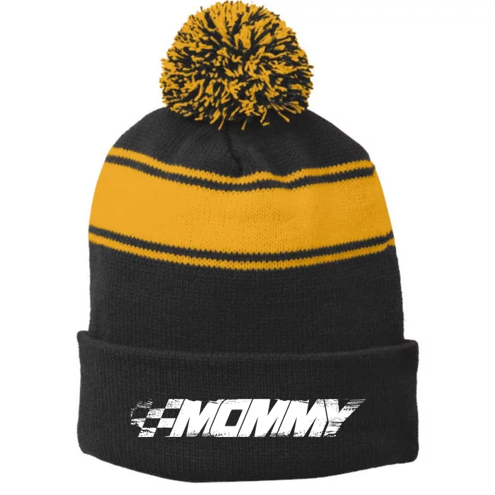 Birthday Party Racing Family pit crew race Mommy Stripe Pom Pom Beanie