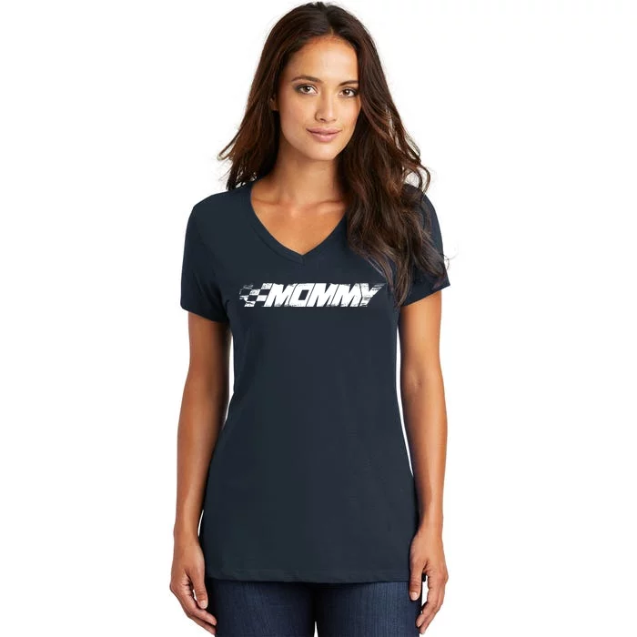 Birthday Party Racing Family pit crew race Mommy Women's V-Neck T-Shirt