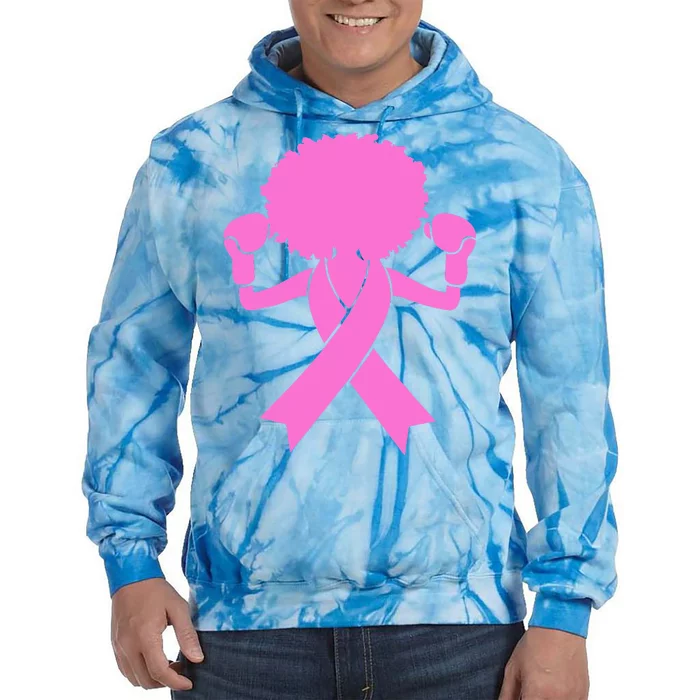 Boxing Pink Ribbon African American Breast Cancer Tie Dye Hoodie