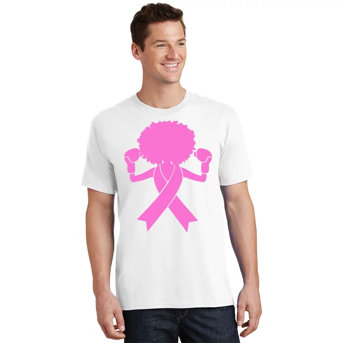 Boxing Pink Ribbon African American Breast Cancer T-Shirt