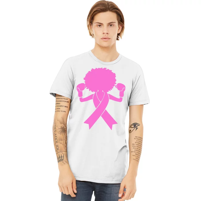 Boxing Pink Ribbon African American Breast Cancer Premium T-Shirt