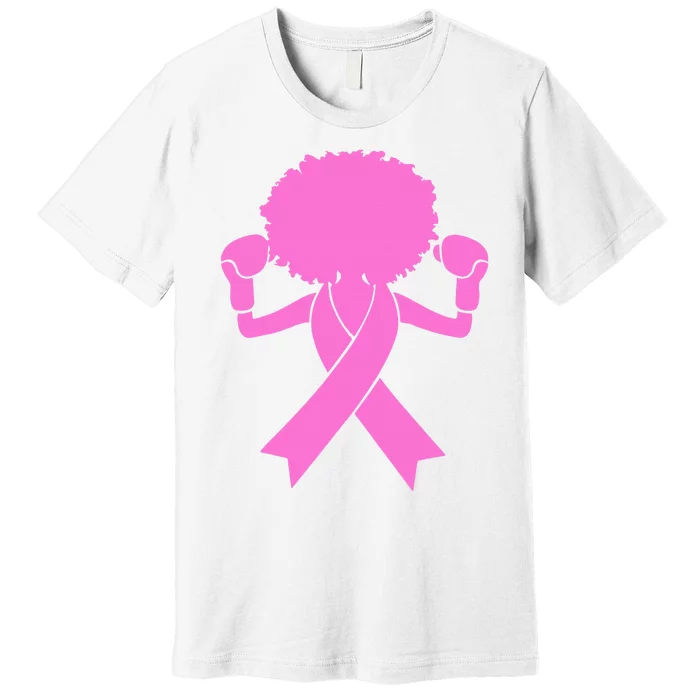 Boxing Pink Ribbon African American Breast Cancer Premium T-Shirt