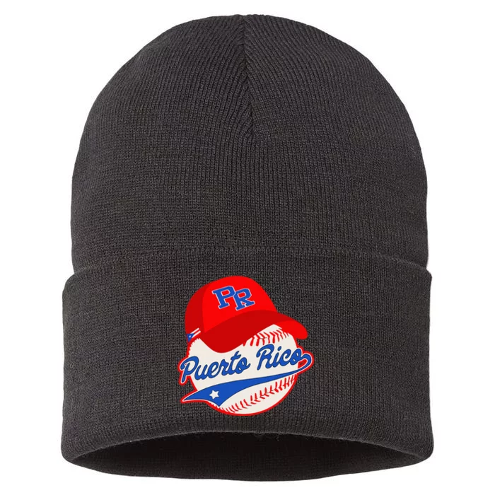 Boricua Puerto Rican Puerto Rico Baseball Sustainable Knit Beanie