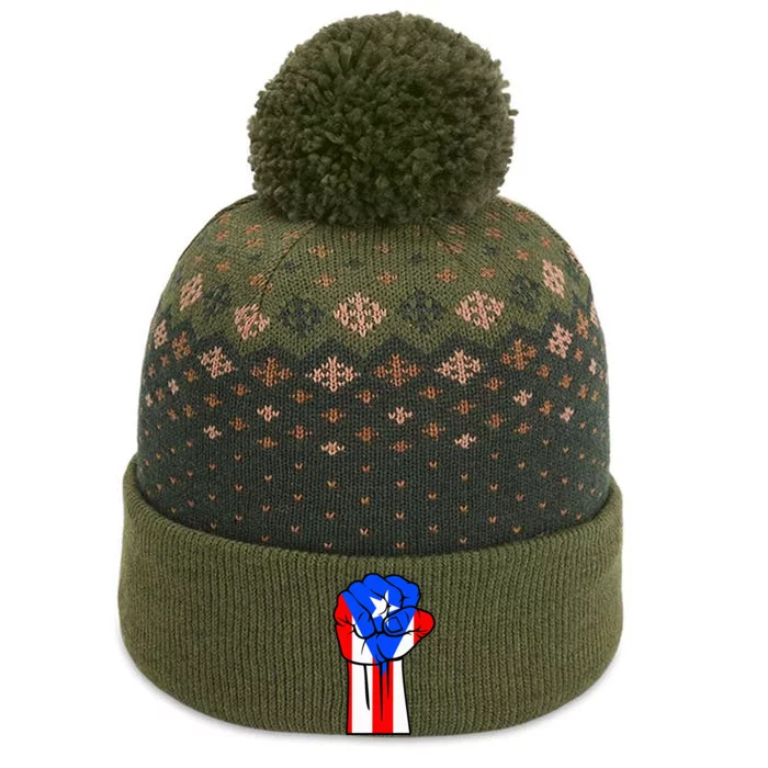 Boricua Puerto Rico PR Flag Puerto Rican Fist Hand Heritage The Baniff Cuffed Pom Beanie