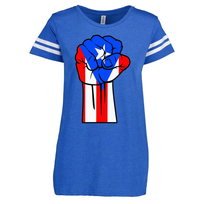 Boricua Puerto Rico PR Flag Puerto Rican Fist Hand Heritage Enza Ladies Jersey Football T-Shirt