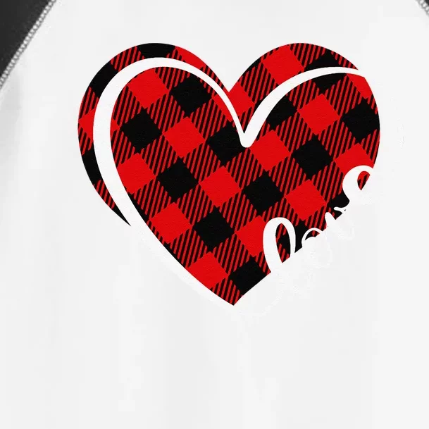 Buffalo Plaid Red And Black Valentine Heart Love Women Toddler Fine Jersey T-Shirt