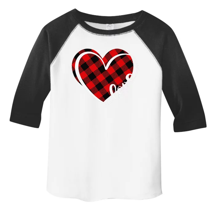 Buffalo Plaid Red And Black Valentine Heart Love Women Toddler Fine Jersey T-Shirt