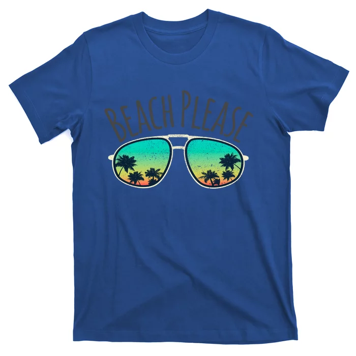 Beach Please Retro Surf Vintage Sunglasses Distressed Gift T-Shirt