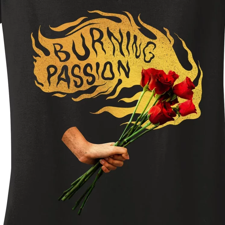 Burning Passion Rose Women's V-Neck T-Shirt