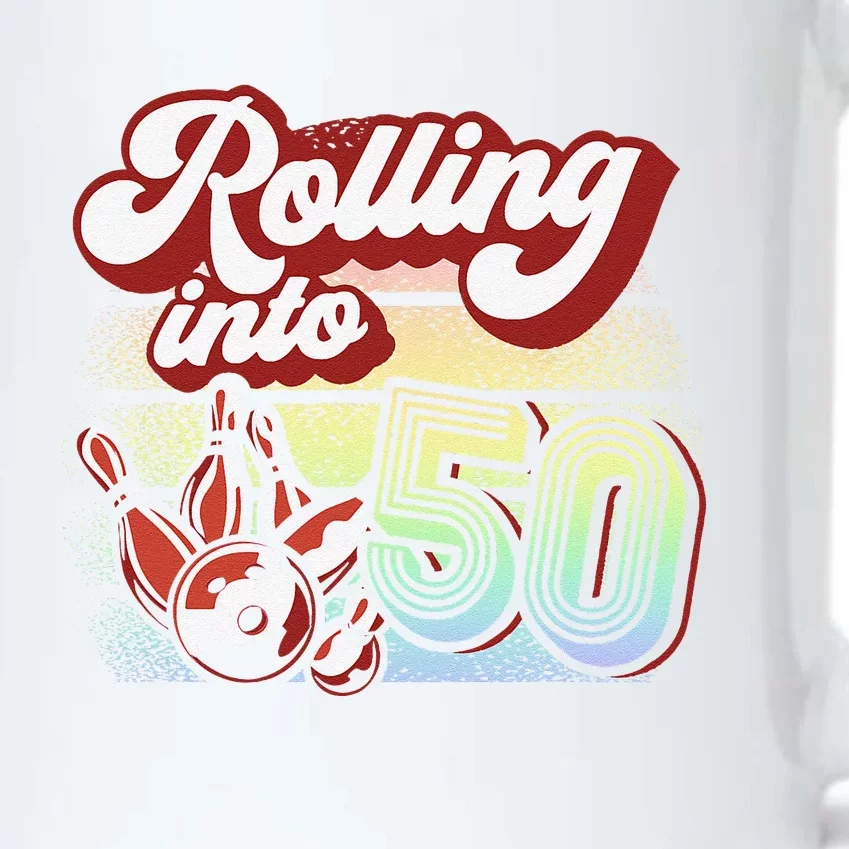 Bowling Party Rolling Into 50 Bowling Birthday Black Color Changing Mug