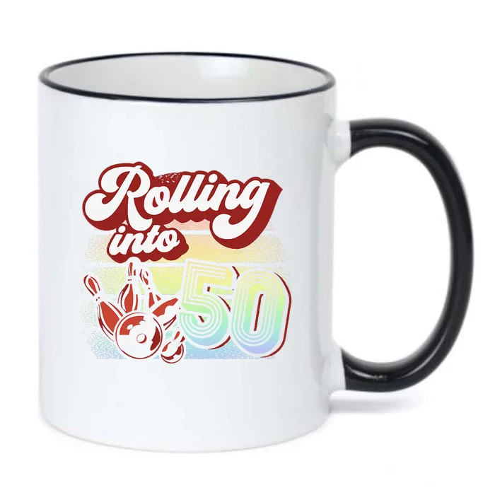 Bowling Party Rolling Into 50 Bowling Birthday Black Color Changing Mug